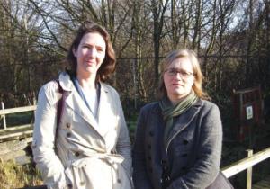 Katie Dawson (l) & Caroline Russell (r). Impressive Islington Green party campaigners. (c) Camden News Journal