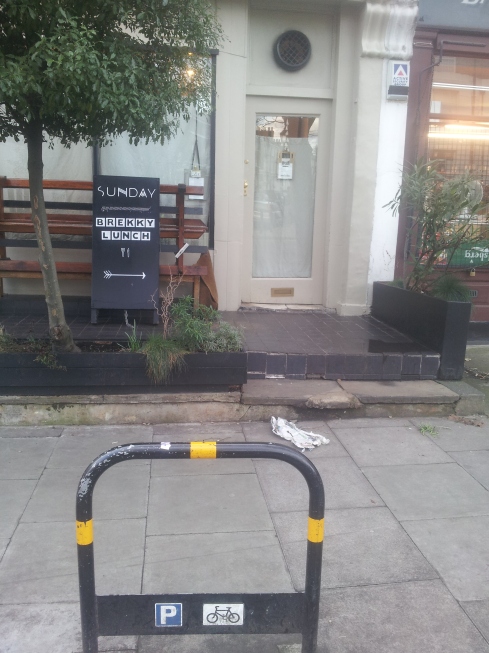 A Barnsbury breakfast legend - Sundays, complete with an easy place to park a couple of bikes.