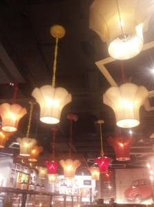 Upside down ceiling lights at the new Bella Italia in Angel Central.